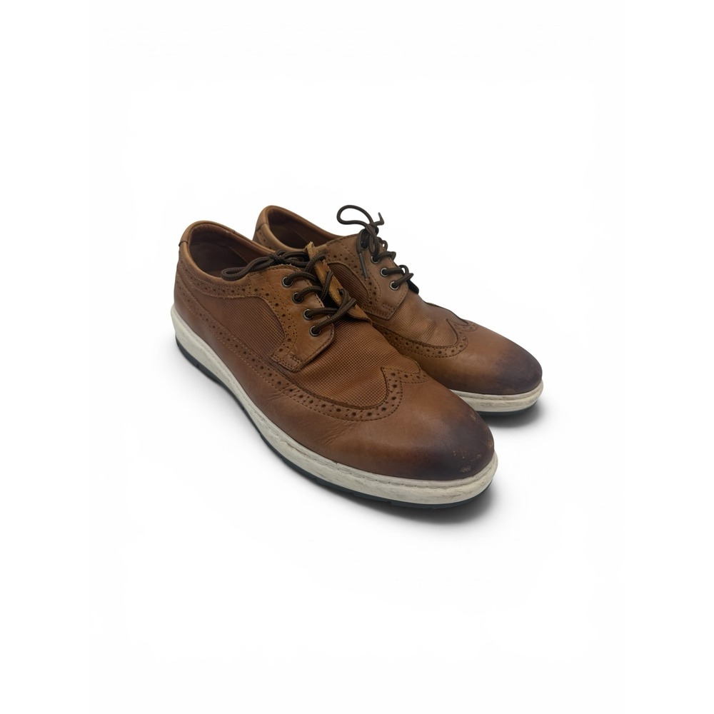 Johnston & Murphy Mens Wingtip Oxford Leather Shoes Brown 10.5M J&M Flex